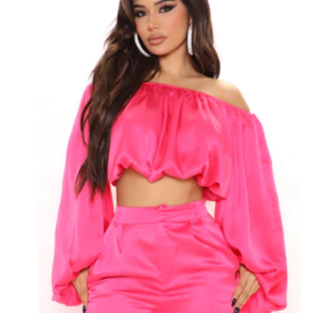 Pink satin shirt